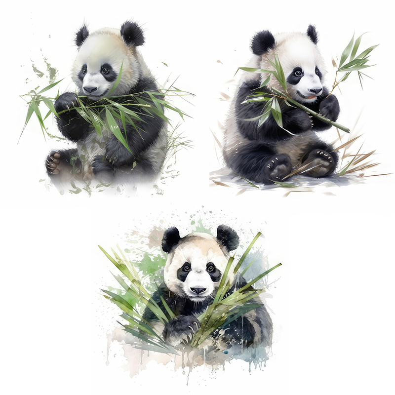 C76# Watercolor Panda Wall Sti - Pvc Panel Background 评论和价格